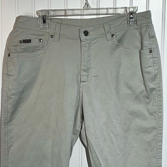 Riders Classic Straight Jeans Womens Size 12 Tan 5 Pocket Workwear Casual Zipper - Picture 2 of 6